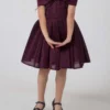 girls-party-dress-with-bow-Maroon Girls Party Ddress with Bow : Ages 2-9