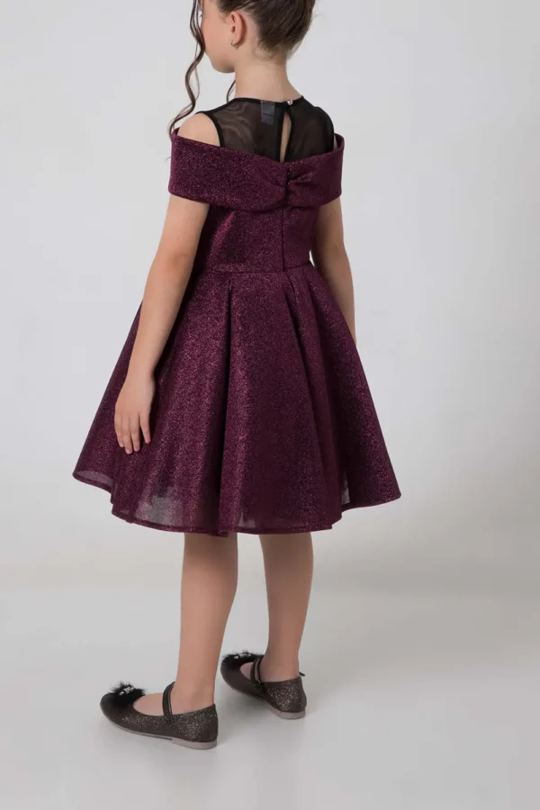girls-party-dress-with-bow-Maroon2 Girls Party Ddress with Bow : Ages 2-9