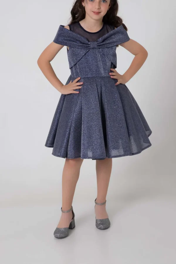 girls-party-dress-with-bowBlue Girls Party Ddress with Bow : Ages 2-9