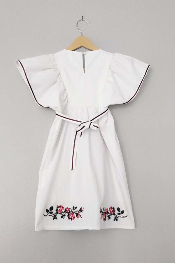 Girls' Cotton Dress with Cross-Stitch Embroidery