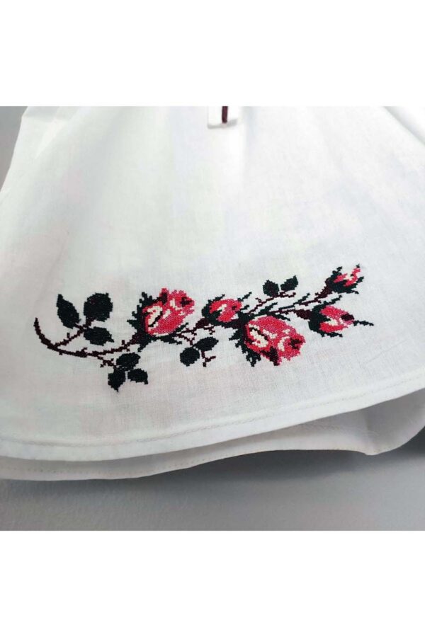 Girls' Cotton Dress with Cross-Stitch Embroidery
