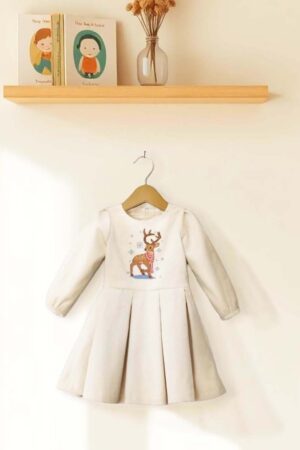 Baby Girl Velvet Dress - Cross-Stitch Embroidery