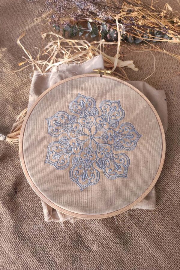 Velvet Girls Dress with Mandala Embroidery - 100% Natural Cotton