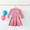 Pink Girls Dress - Rabbit Embroidered,100% Cotton
