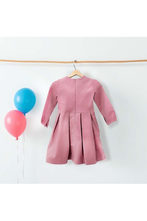 Pink Girls Dress - Rabbit Embroidered,100% Cotton
