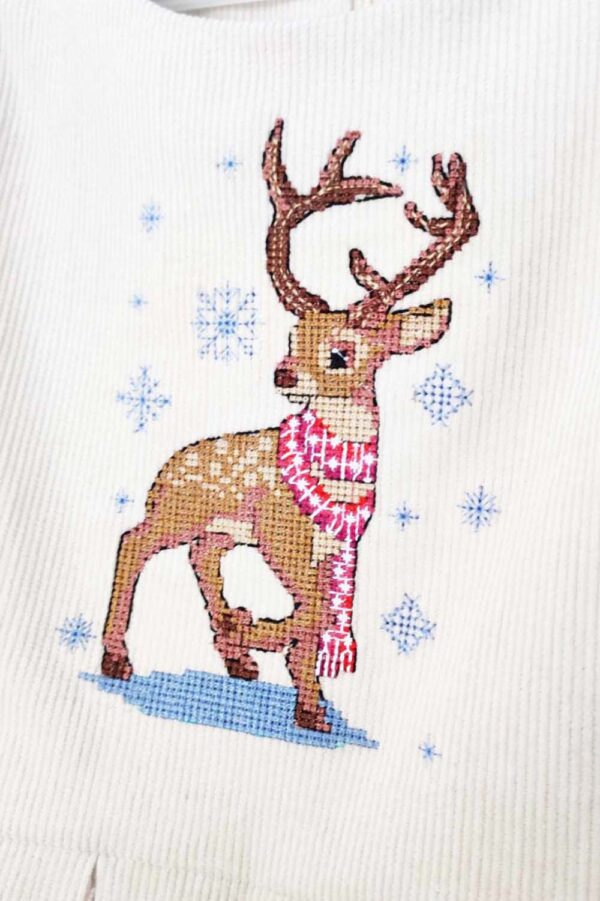 Baby Girl Velvet Dress - Cross-Stitch Embroidery